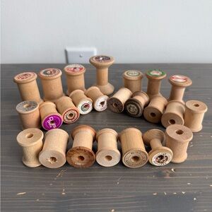 24 vintage wood thread spools